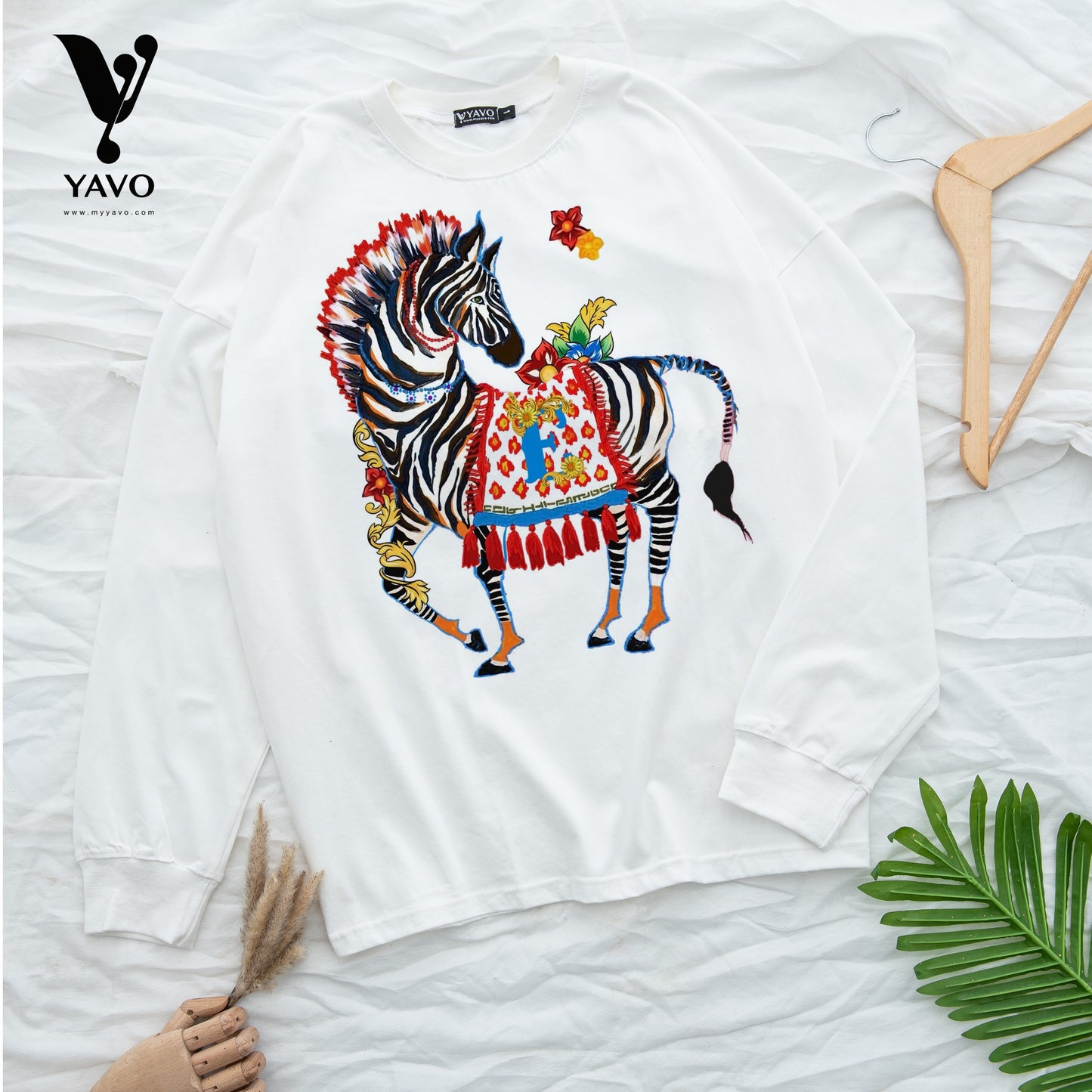 Colorful zebra white tshirt