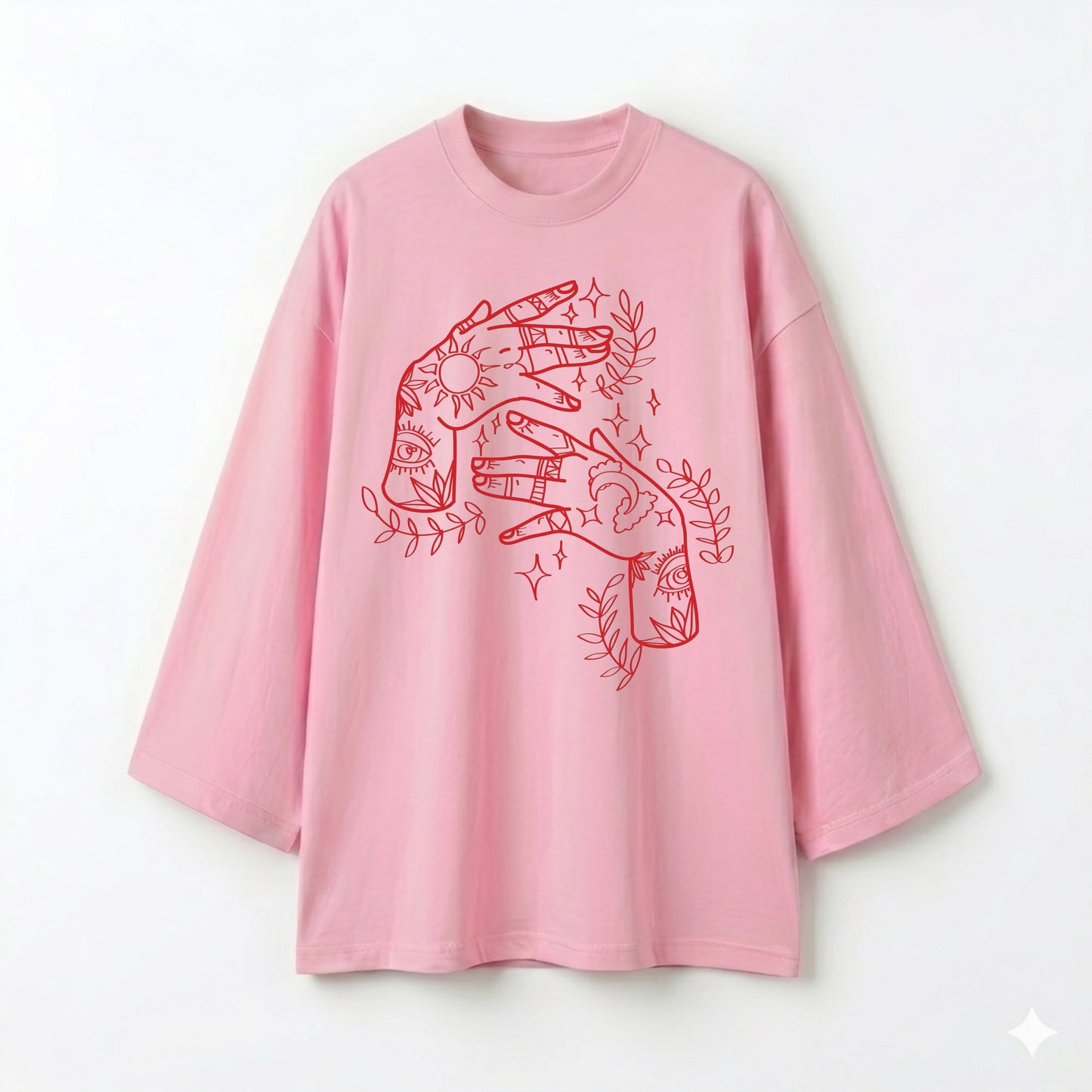Henna hands pink oversize tshirt