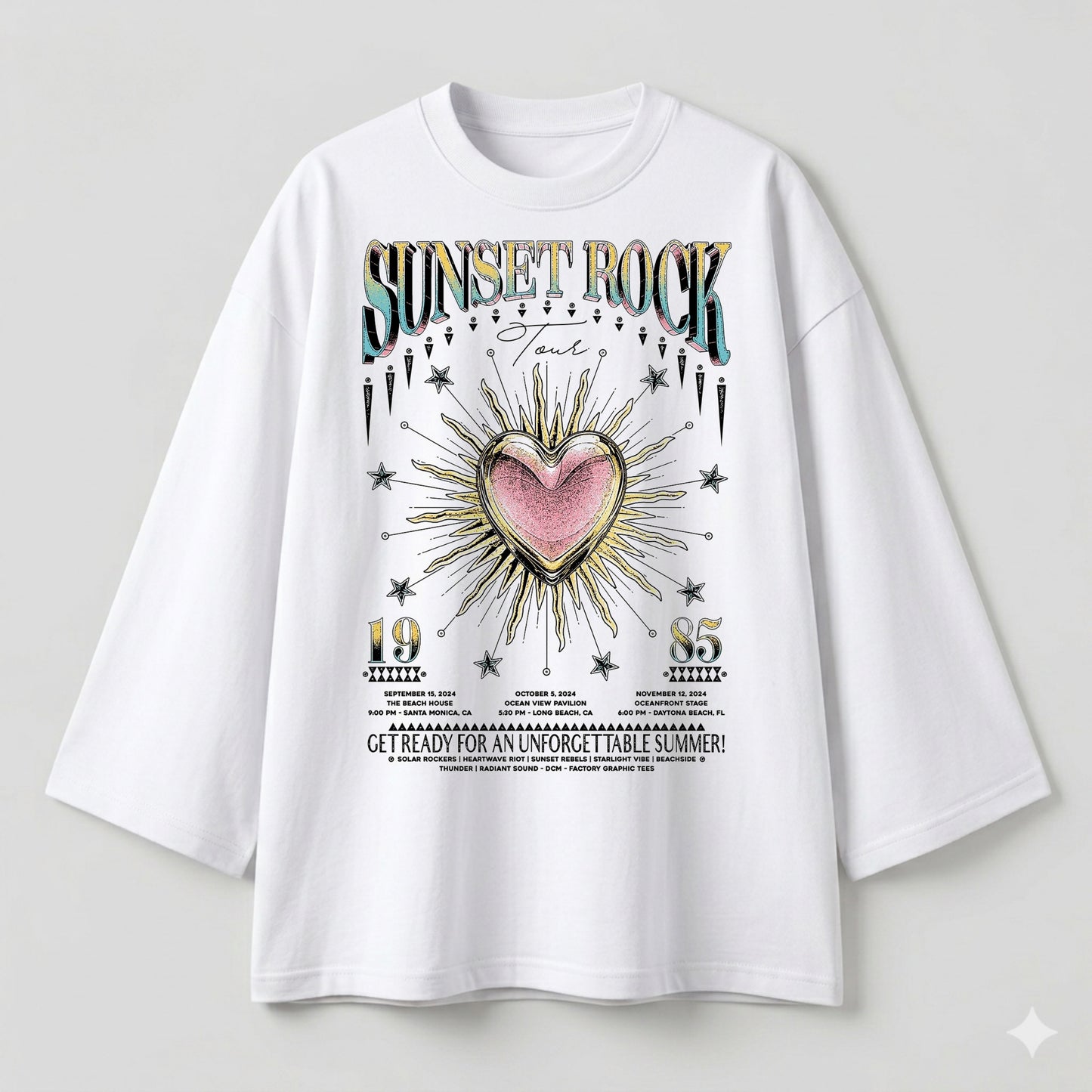 Sunset rock white oversize tshirt