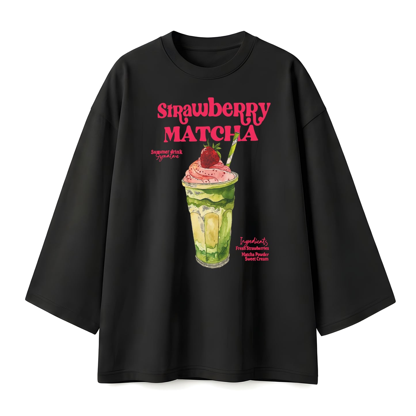 Strawberry matcha black oversize tshirt