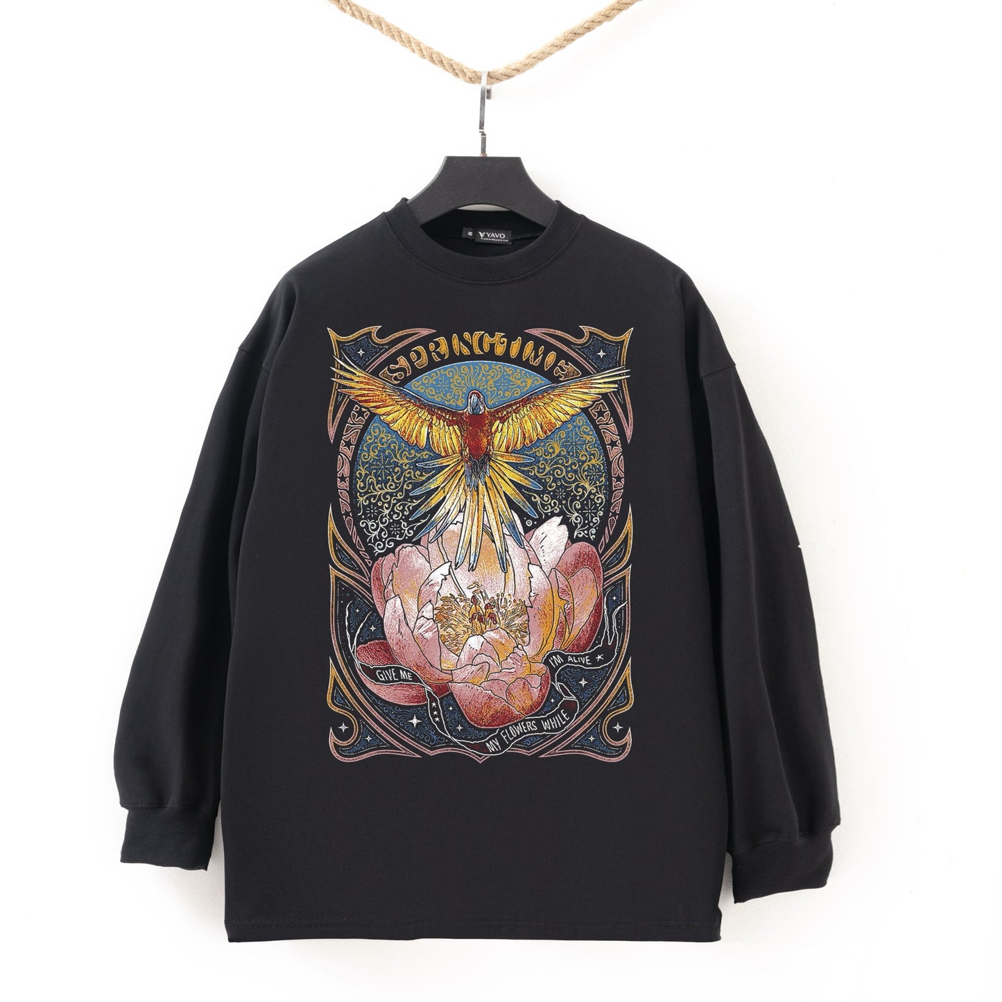 Vintage flower black Tshirt