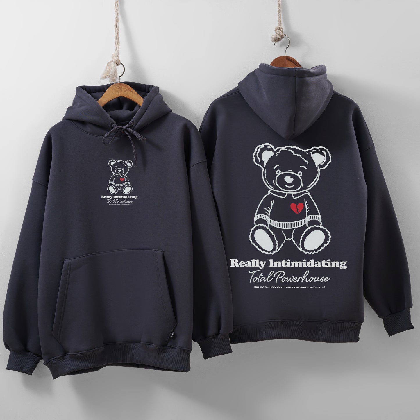 Broken bear dark gray hoodie