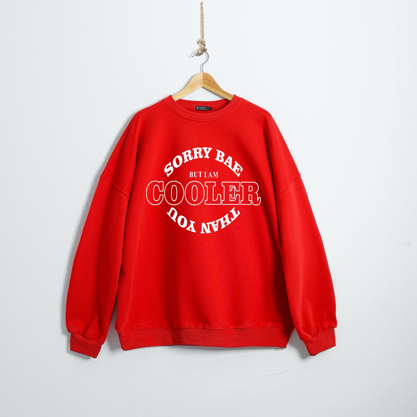 Cooler than you red autumn crewneck