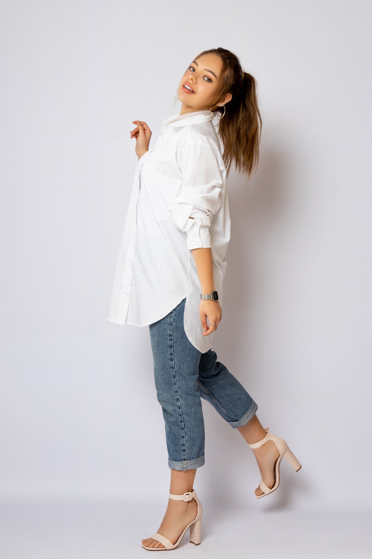 white poplin oversize chemise