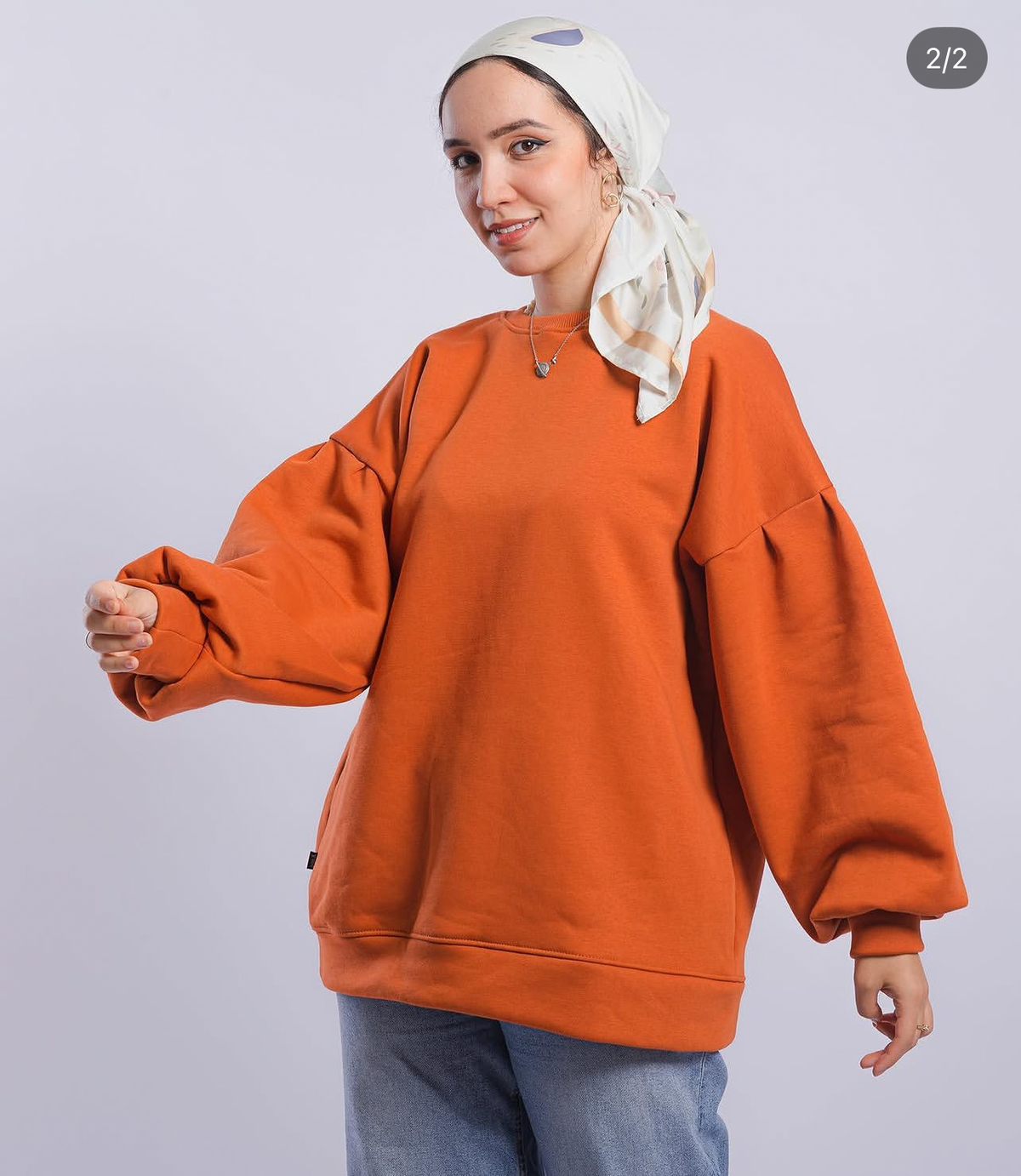 Warm brown puffy sleeves sweatshirt