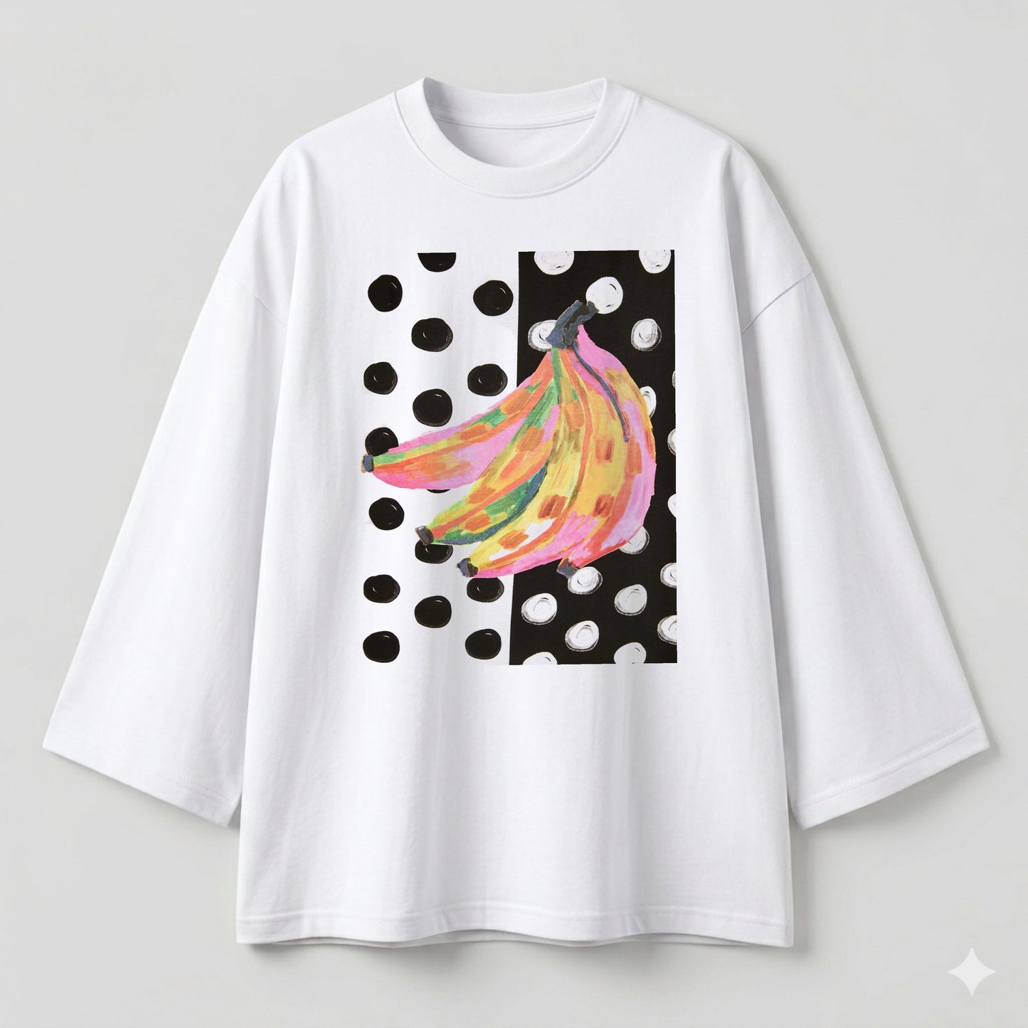 Polka dot bananas white oversize tshirt