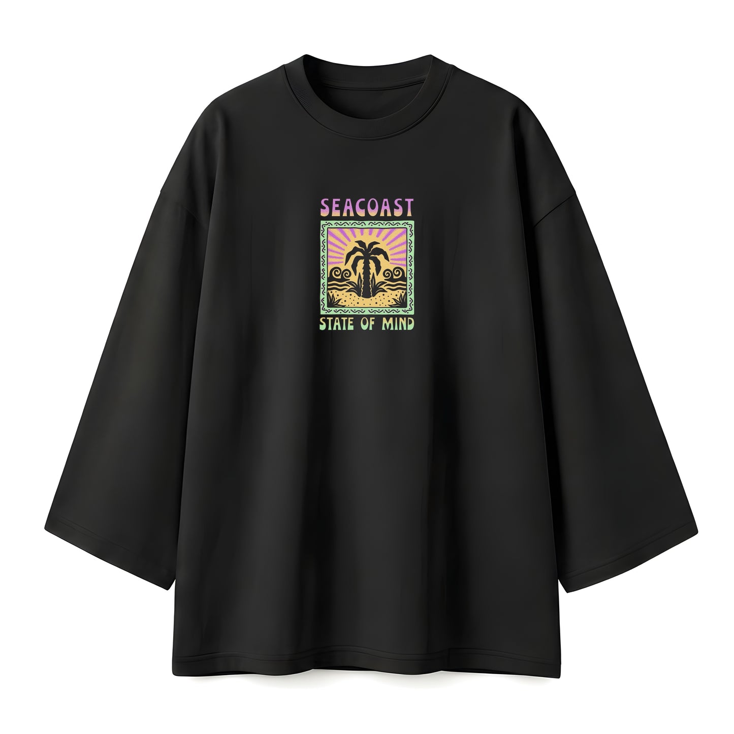 Sea coast black oversize tshirt