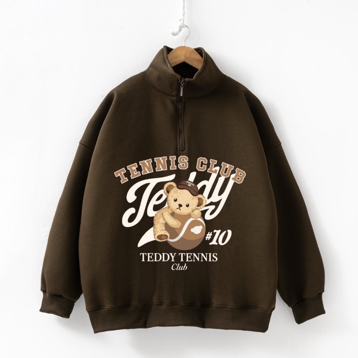 Tennis club brown Zip up Sweatshirt