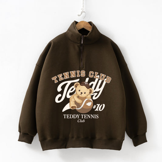 Tennis club brown Zip up Sweatshirt
