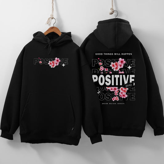 Floral positive black Hoodie