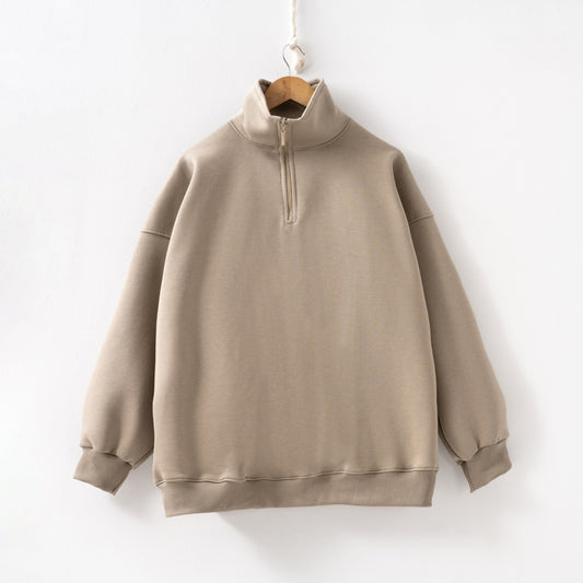 Plain cream coffee zip up sweatshirt