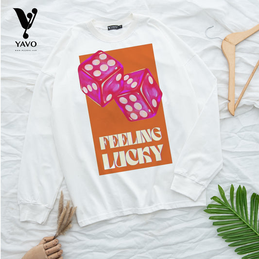 Feeling lucky orange white tshirt