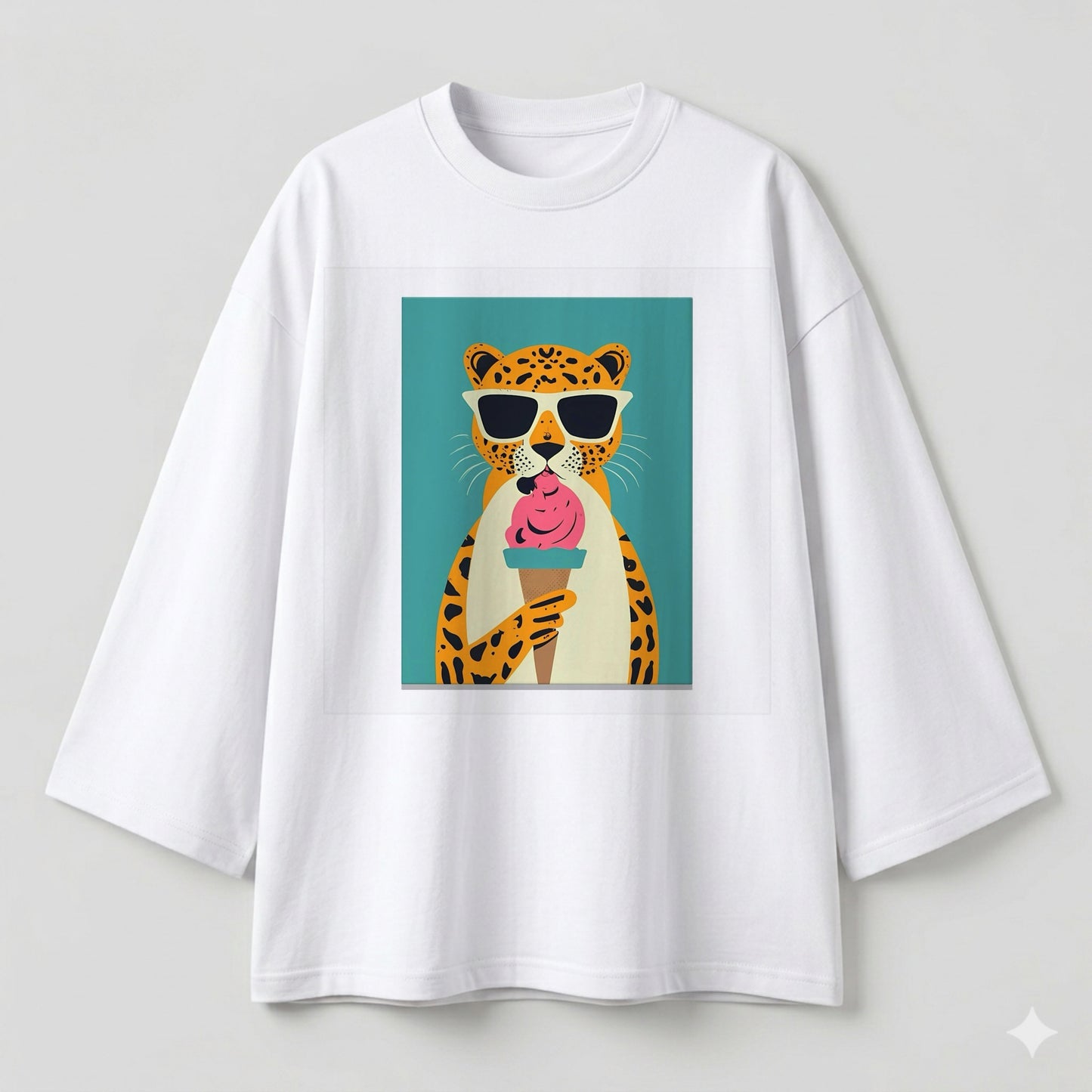 Icecream leopard white oversize tshirt