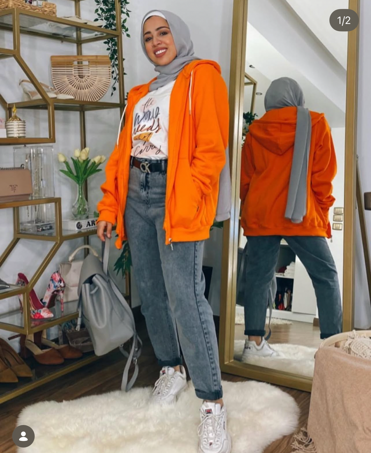 Orange Zip up sweatshirt