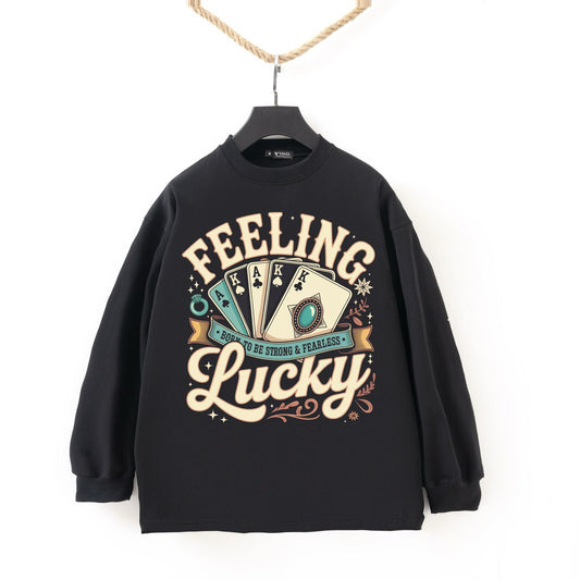 Vintage feeling lucky black Tshirt