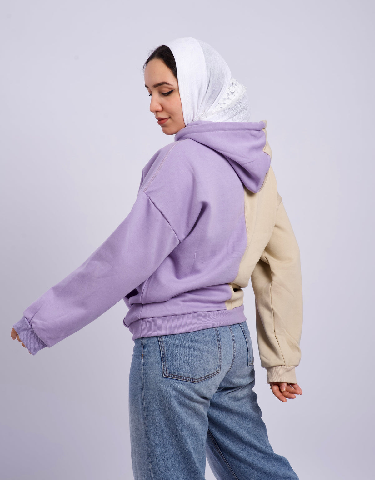 Double color hoodie lavander