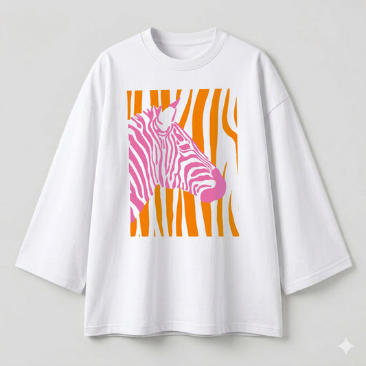Orange zebra white oversize tshirt