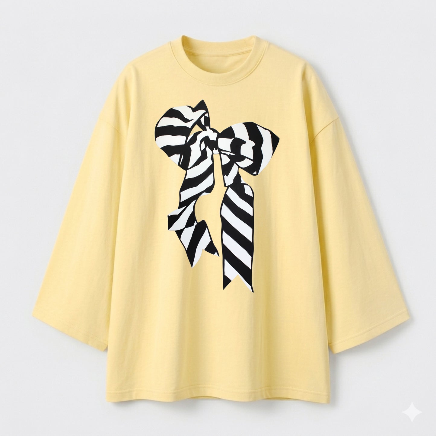 Striped bow yellow oversize tshirt