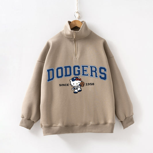 Dodgers kitty cream cafe Zip up Sweatshirt