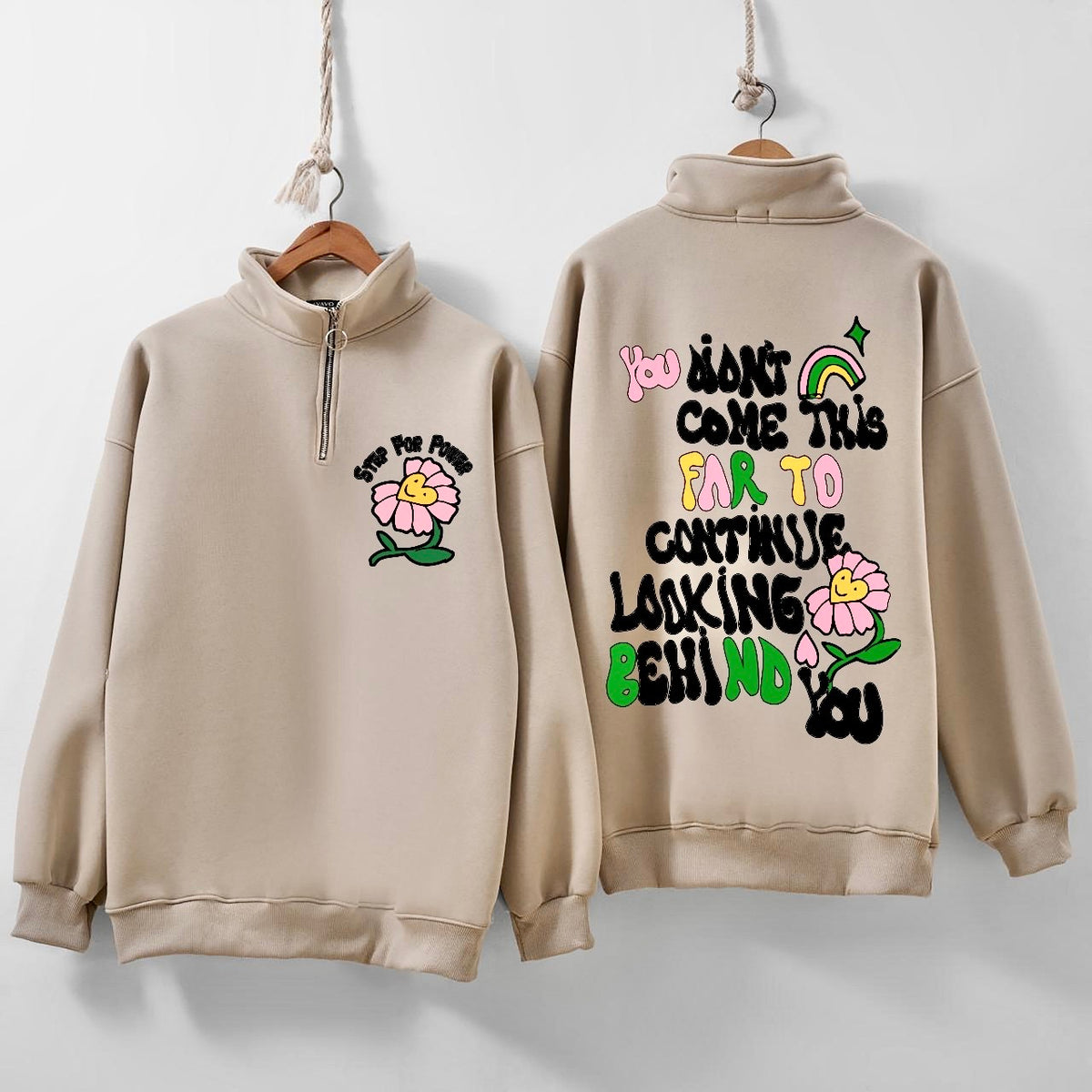 Step for power zip up creamy sweatshirt