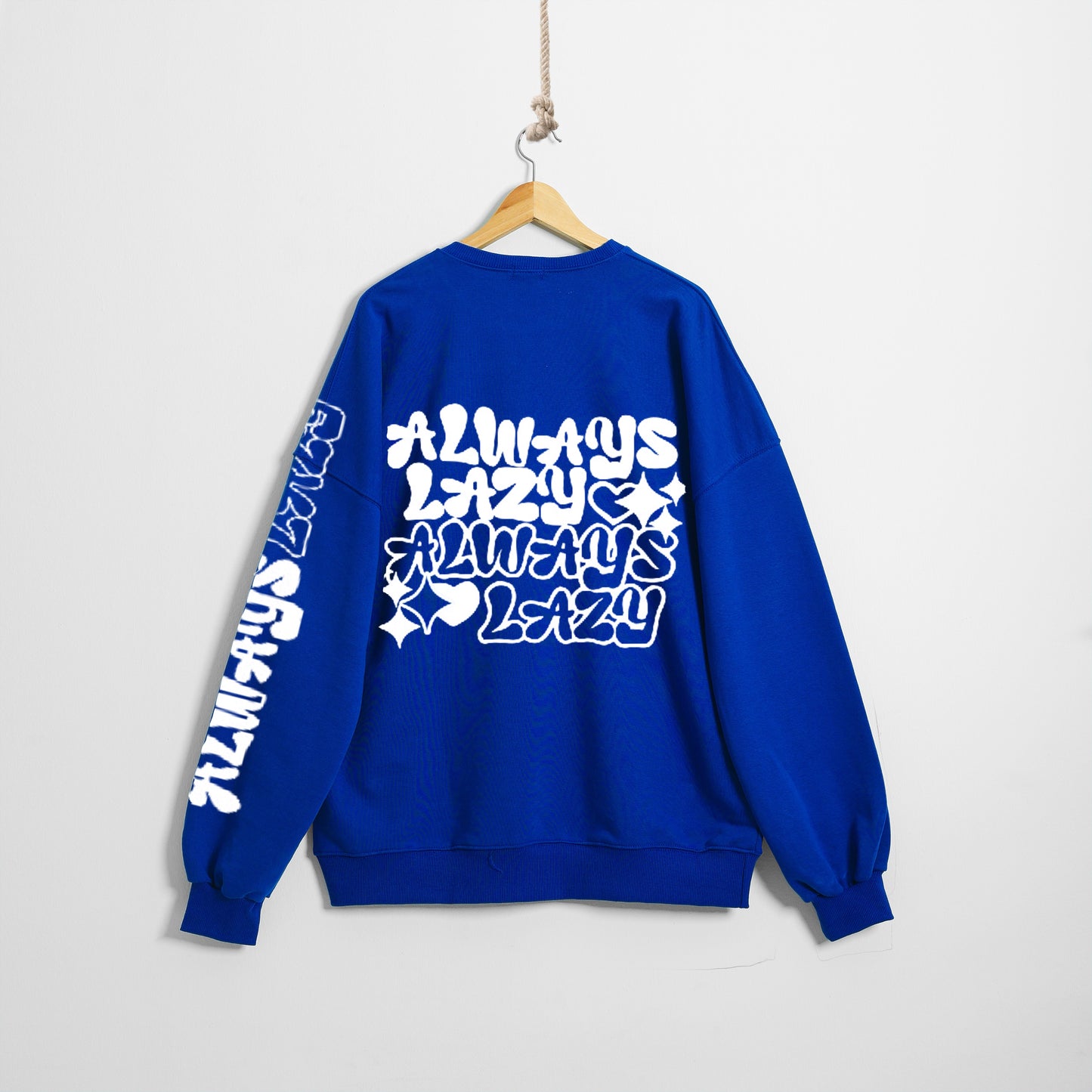 Always lazy blue autumn crewneck