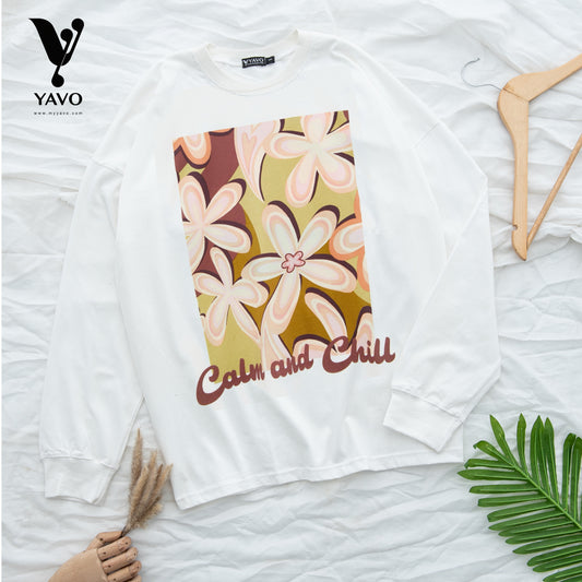 Calm and chill white Tshirt