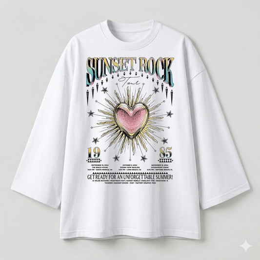 Sunset rock white oversize tshirt
