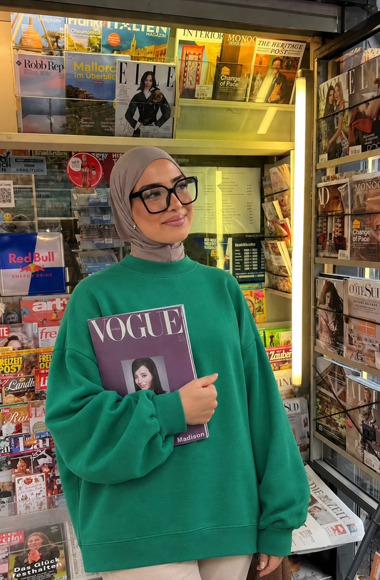 Green puffy sleeves sweatshirt