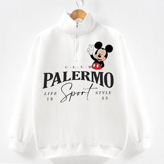 Palermo white Zip up Sweatshirt