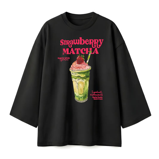 Strawberry matcha black oversize tshirt