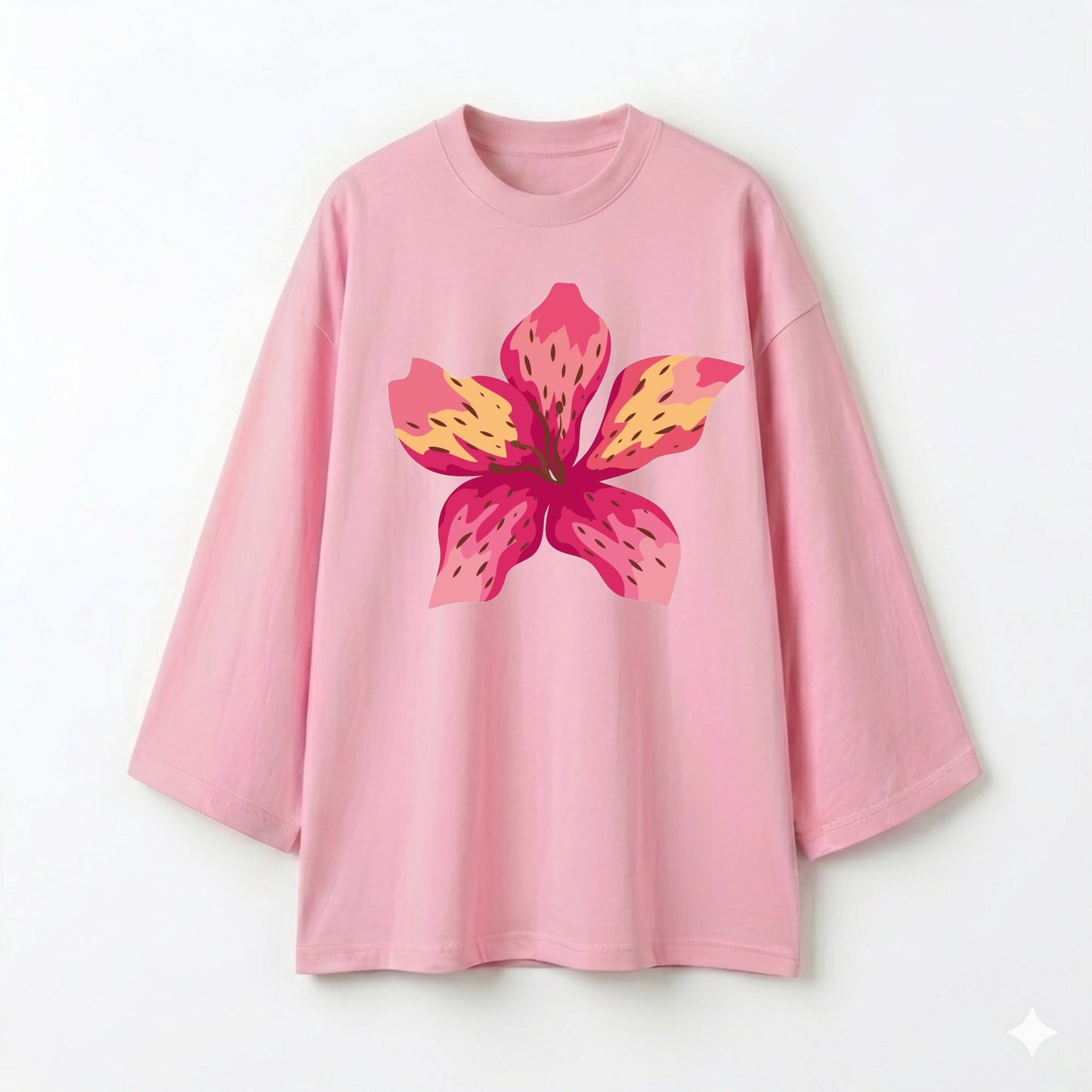 Rose flower pink oversize tshirt