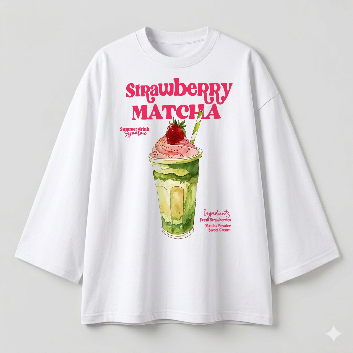 Strawberry matcha white oversize tshirt