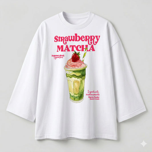 Strawberry matcha white oversize tshirt