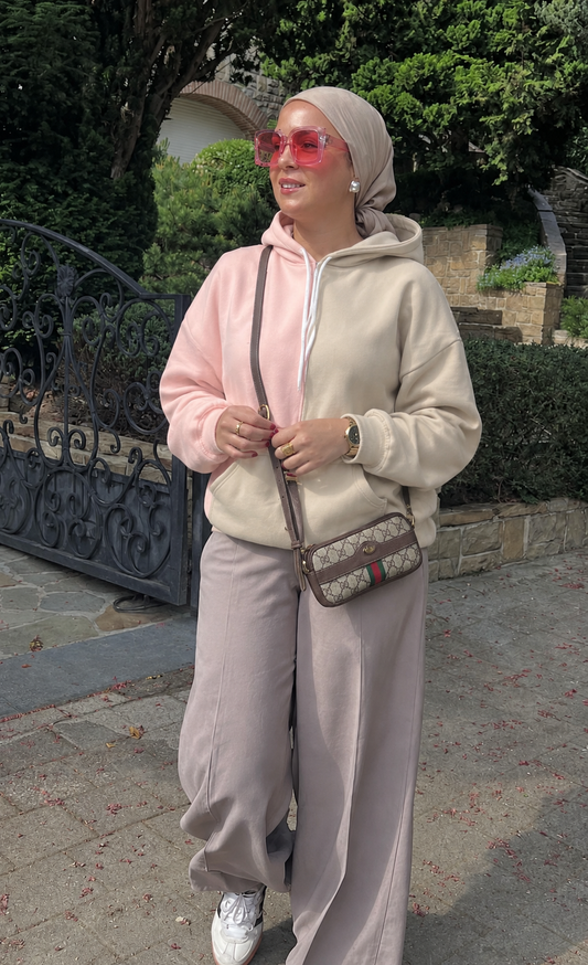 Double color hoodie rose