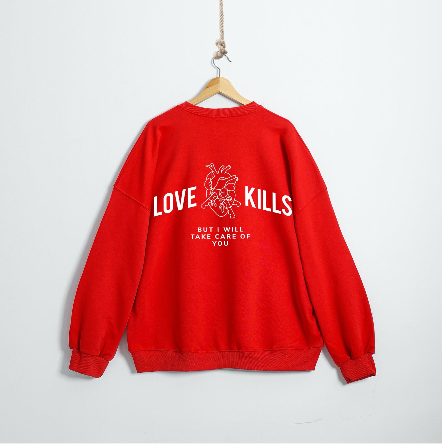 Love kills red autumn crewneck