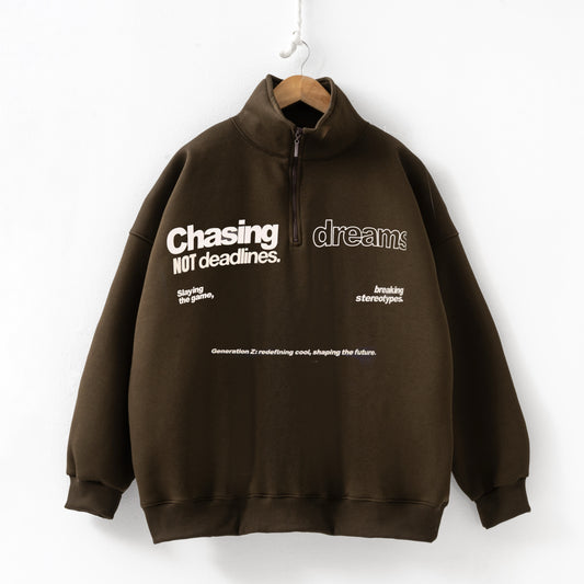 Chasing dreams Brown Zip up Sweatshirt