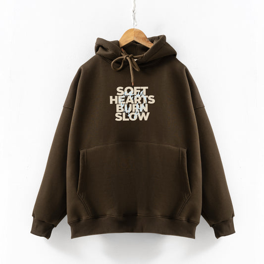 Soft hearts Brown Hoodie