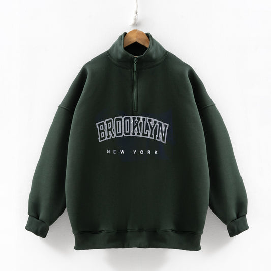 Brooklyn olive Zip up Sweatshirt
