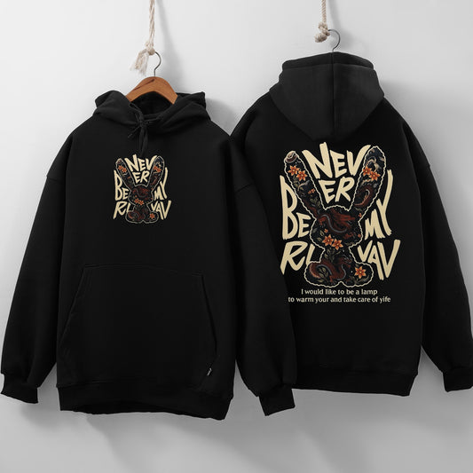 Floral bunny black Hoodie