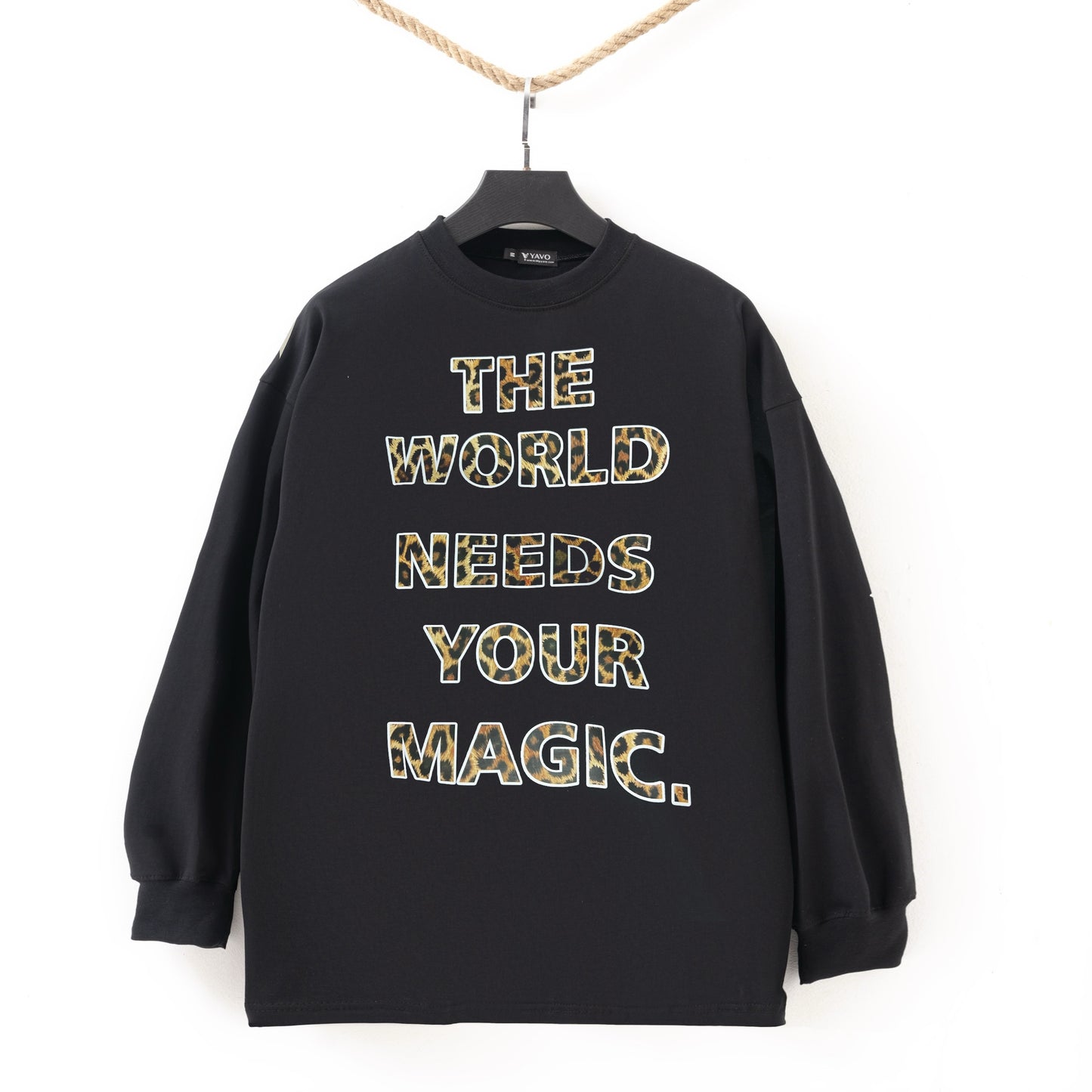 Leopard quote black Tshirt