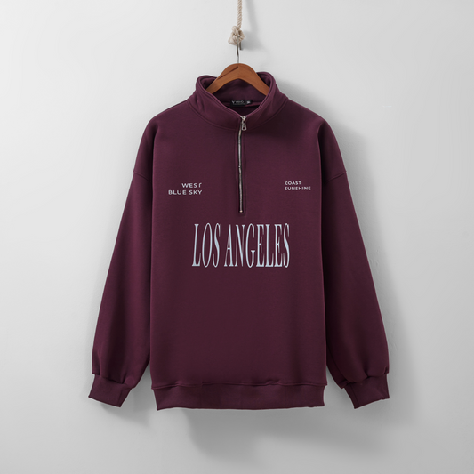 Los angeles zip up burgundy sweatshirt