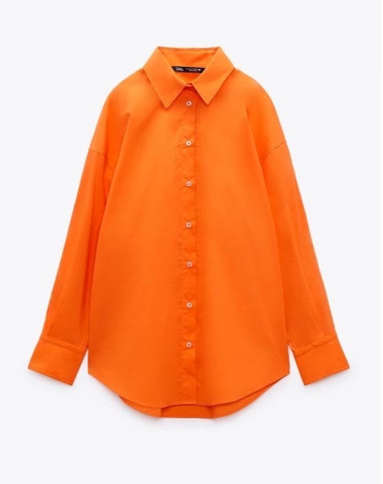 Orange poplin oversize chemise