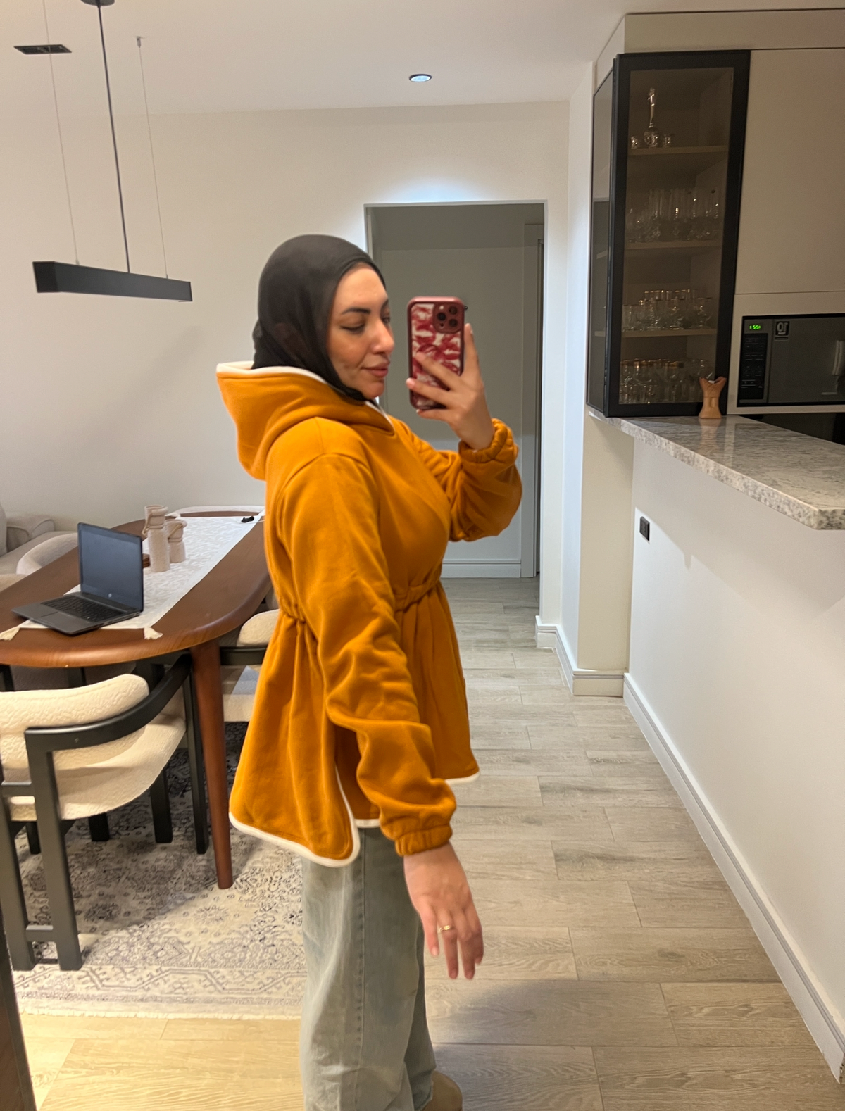 Waisted long hoodie havan