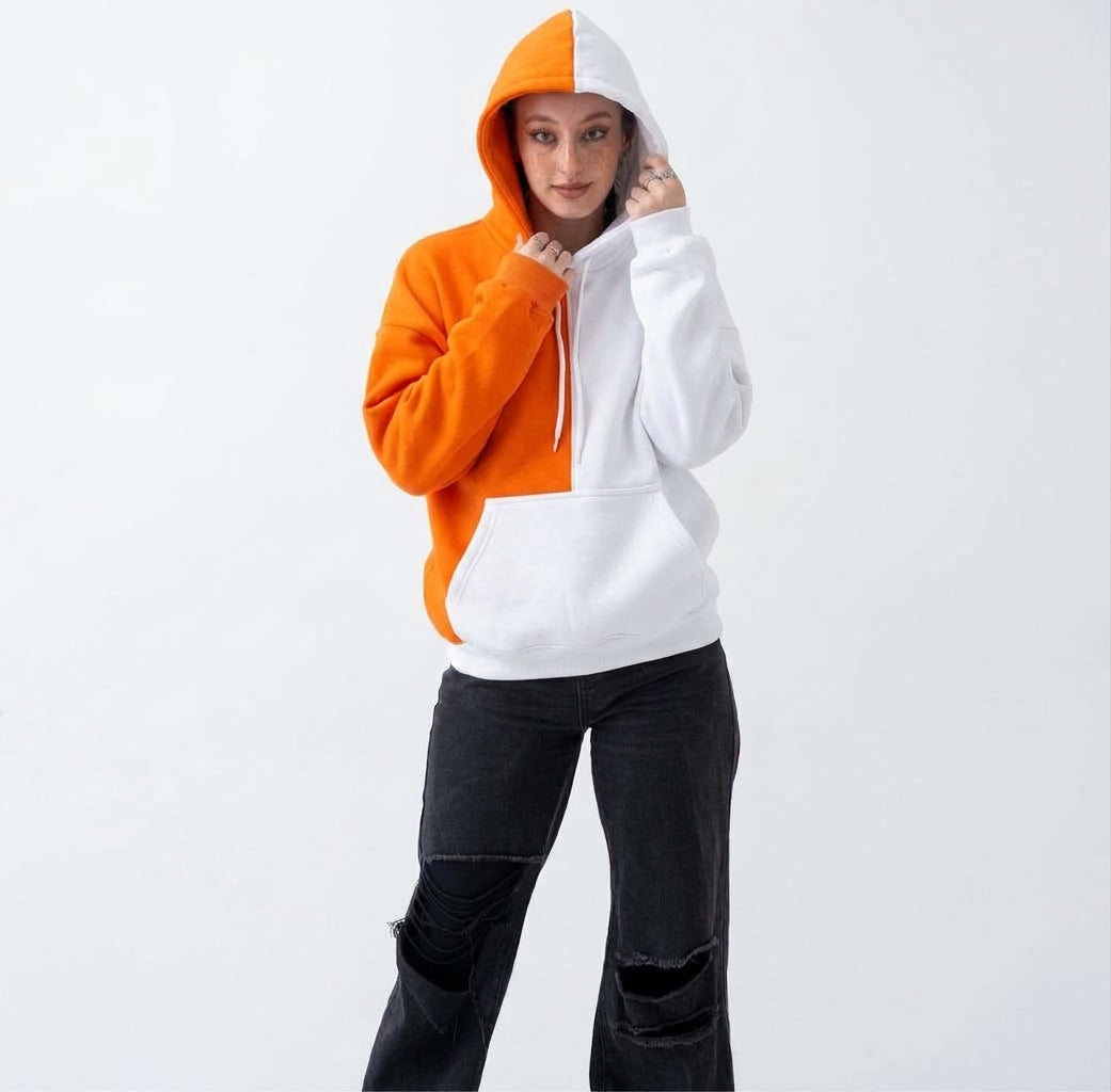 Double color hoodie orange