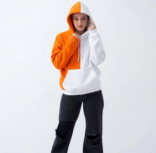 Double color hoodie orange