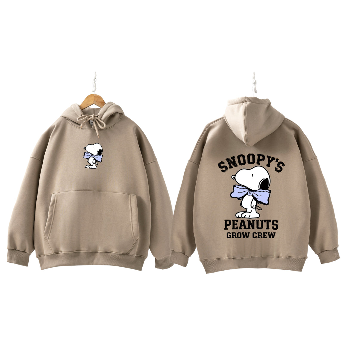 Snoopy blue bow coffee cream Hoodie
