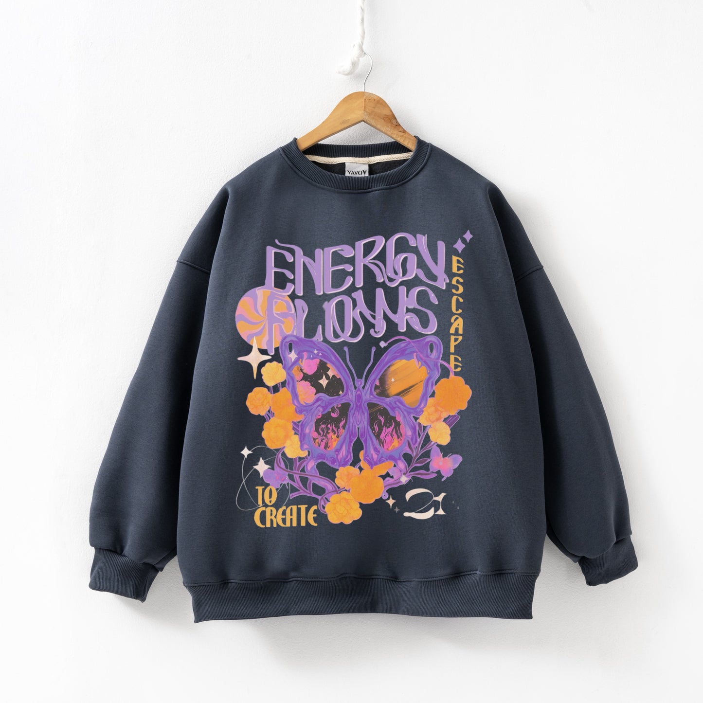 Energy flow navy gray Crewneck