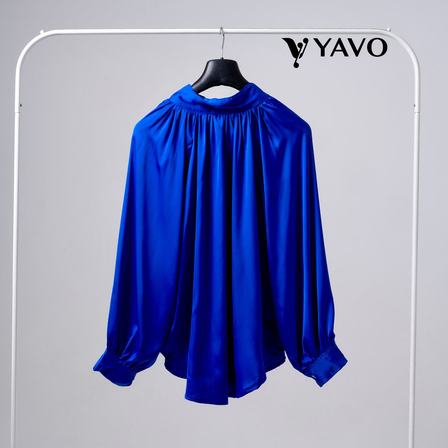 Royal blue satin blouse
