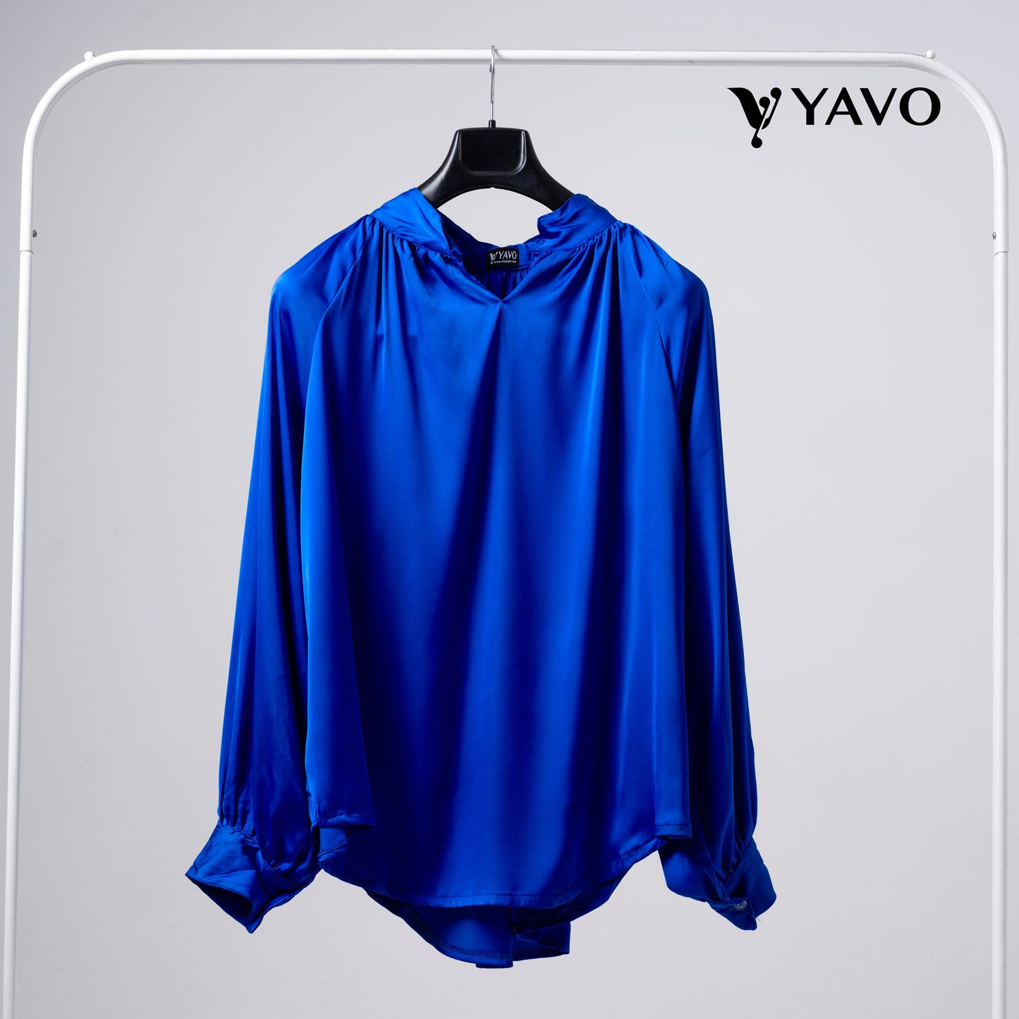 Royal blue satin blouse