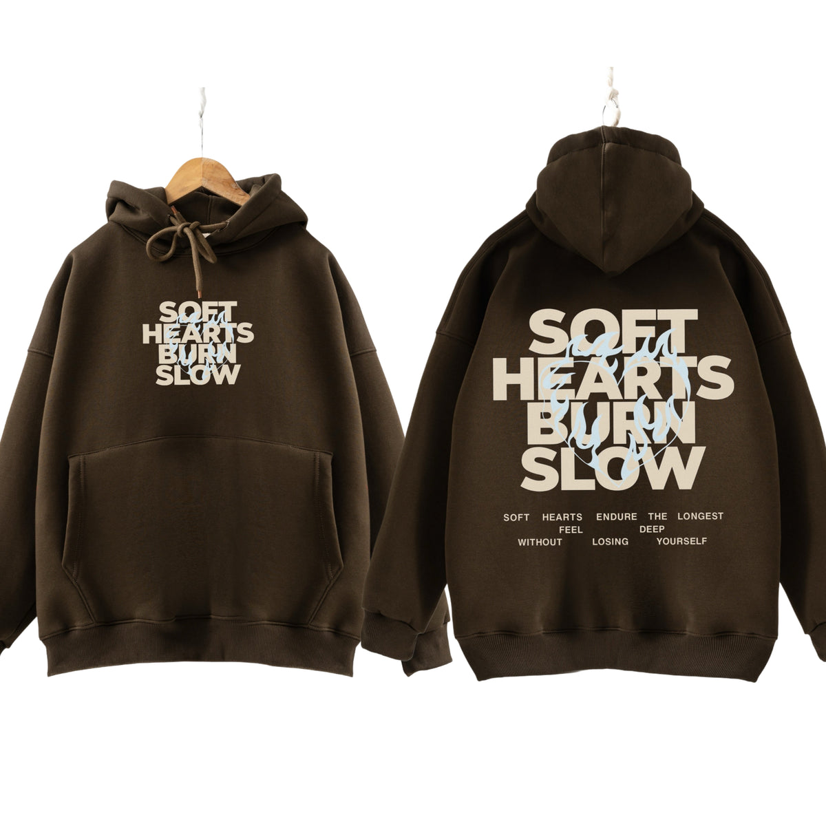 Soft hearts Brown Hoodie